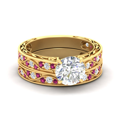 round-cut-antique-filigree-pink-sapphire-bridal-ring-set-in-yellow-gold-fdens3543rogsadrpisleep-nl-yg.jpg