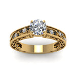 Load image into Gallery viewer, round-cut-antique-filigree-ring-with-black-diamond-in-18K-yellow-gold-FDENS3543RORGBLACKANGLE5-NL-YG
