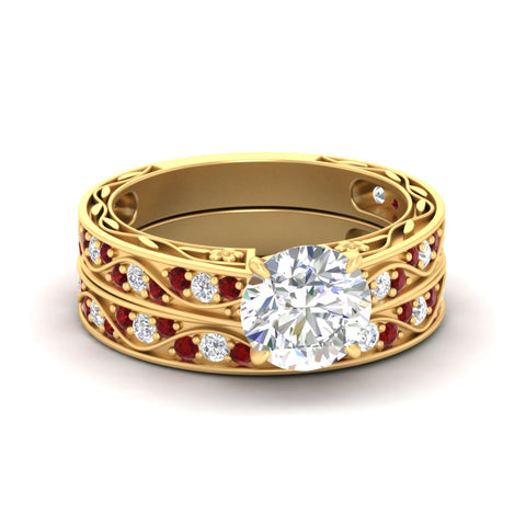 round-cut-antique-filigree-ruby-bridal-ring-set-in-yellow-gold-fdens3543rogrudrsleep-nl-yg.jpg