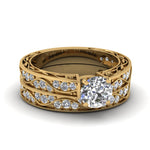 Load image into Gallery viewer, round-cut-antique-filigree-wedding-ring-set-in-yellow-gold-FDENS3543RO-NL-YG
