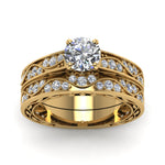 Load image into Gallery viewer, round-cut-antique-filigree-wedding-ring-set-in-yellow-gold-FDENS3543ROANGLE5-NL-YG

