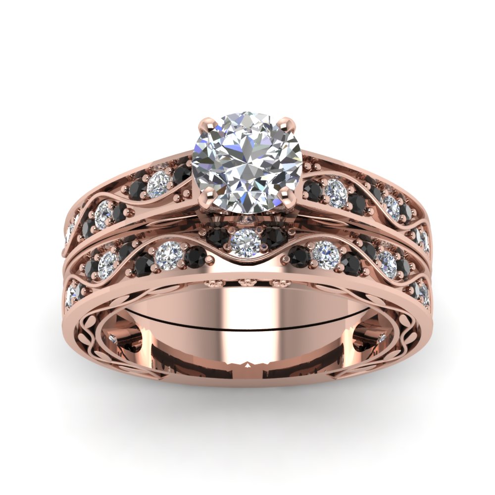 round-cut-antique-filigree-wedding-ring-set-with-black-diamond-in-rose-gold-FDENS3543ROGBLACKANGLE5-NL-RG