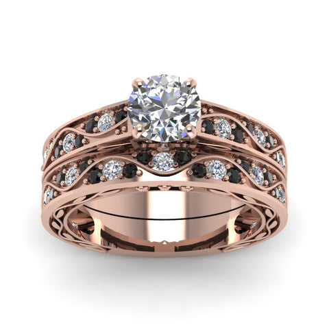 round-cut-antique-filigree-wedding-ring-set-with-black-diamond-in-rose-gold-FDENS3543ROGBLACKANGLE5-NL-RG