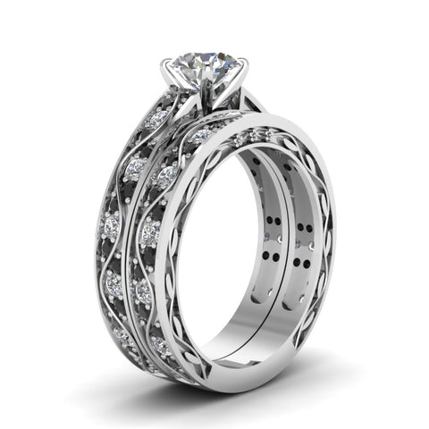 round-cut-antique-filigree-wedding-ring-set-with-black-diamond-in-white-gold-FDENS3543ROGBLACKANGLE2-NL-WG
