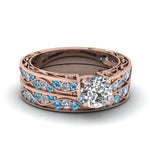 Load image into Gallery viewer, round-cut-antique-filigree-wedding-ring-set-with-ice-blue-topaz-in-rose-gold-FDENS3543ROGICBLTO-NL-RG
