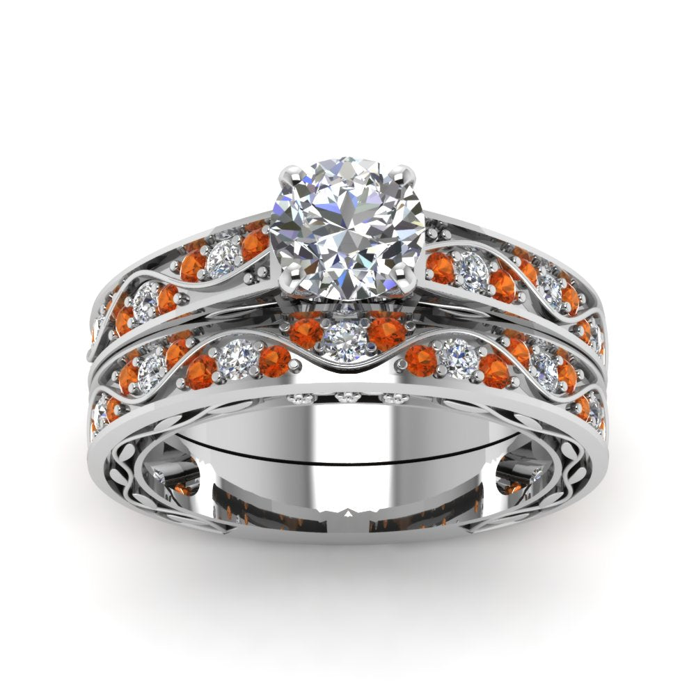 round-cut-antique-filigree-wedding-ring-set-with-orange-sapphire-in-white-gold-FDENS3543ROGSAORANGLE5-NL-WG