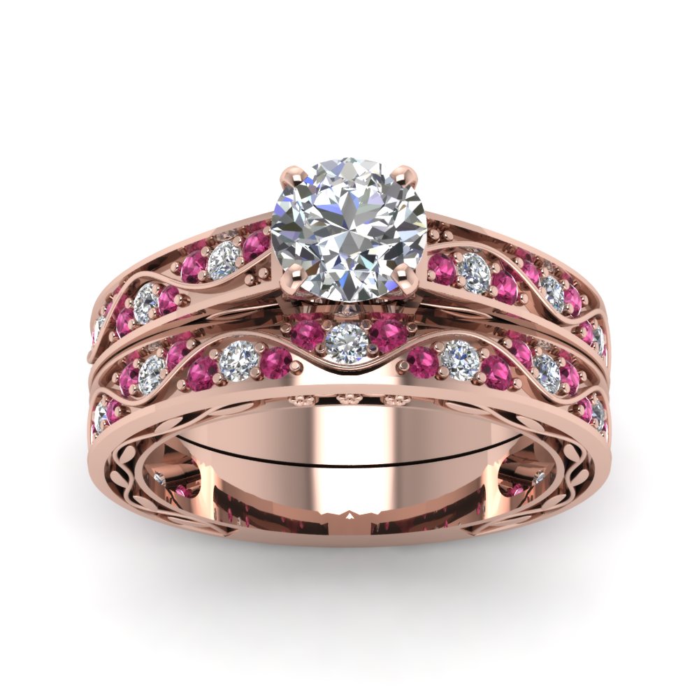 round-cut-antique-filigree-wedding-ring-set-with-pink-sapphire-in-rose-gold-FDENS3543ROGSADRPIANGLE5-NL-RG