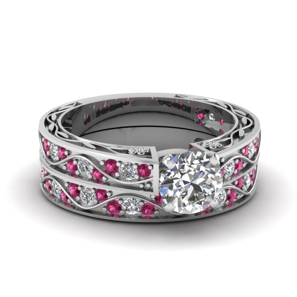 round-cut-antique-filigree-wedding-ring-set-with-pink-sapphire-in-white-gold-FDENS3543ROGSADRPI-NL-WG
