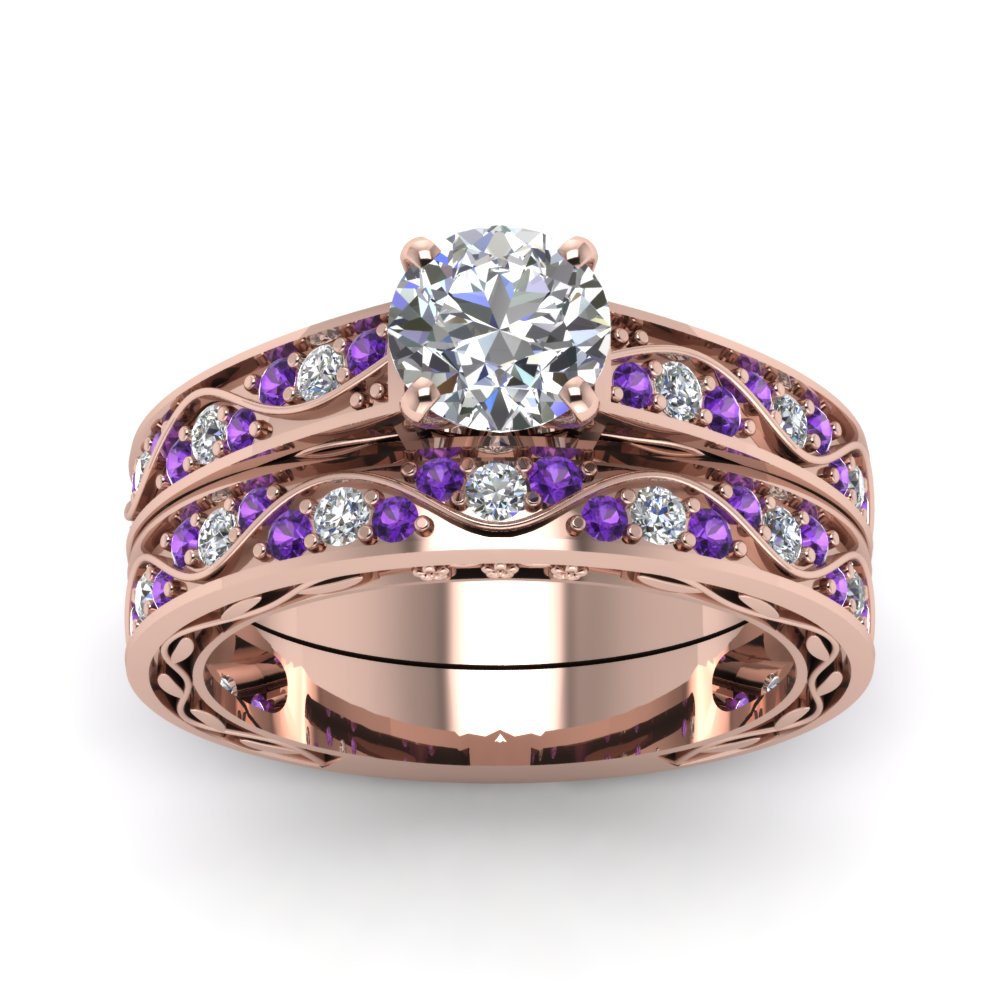 round-cut-antique-filigree-wedding-ring-set-with-purple-amethyst-in-rose-gold-FDENS3543ROGVITOANGLE5-NL-RG