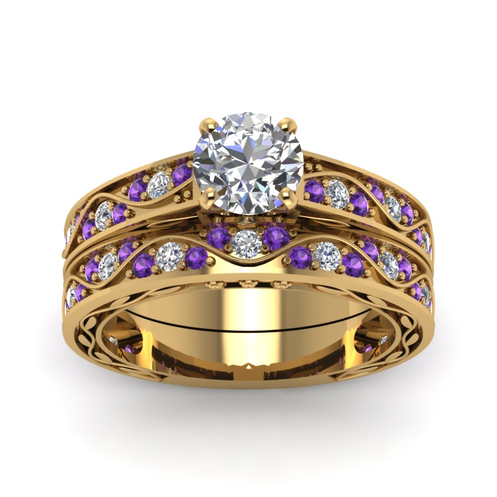 round-cut-antique-filigree-wedding-ring-set-with-purple-amethyst-in-yellow-gold-FDENS3543ROGVITOANGLE5-NL-YG