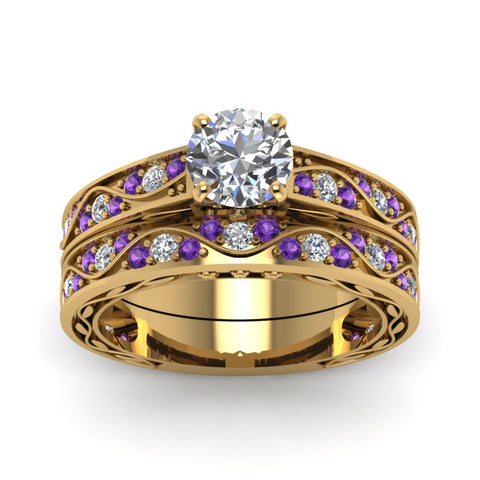 round-cut-antique-filigree-wedding-ring-set-with-purple-amethyst-in-yellow-gold-FDENS3543ROGVITOANGLE5-NL-YG