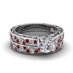 Load image into Gallery viewer, round-cut-antique-filigree-wedding-ring-set-with-ruby-in-white-gold-FDENS3543ROGRUDR-NL-WG
