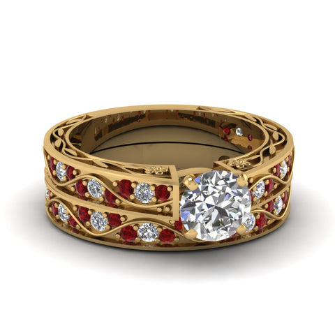 round-cut-antique-filigree-wedding-ring-set-with-ruby-in-yellow-gold-FDENS3543ROGRUDR-NL-YG