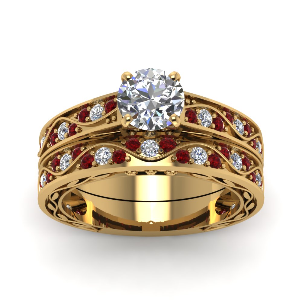 round-cut-antique-filigree-wedding-ring-set-with-ruby-in-yellow-gold-FDENS3543ROGRUDRANGLE5-NL-YG