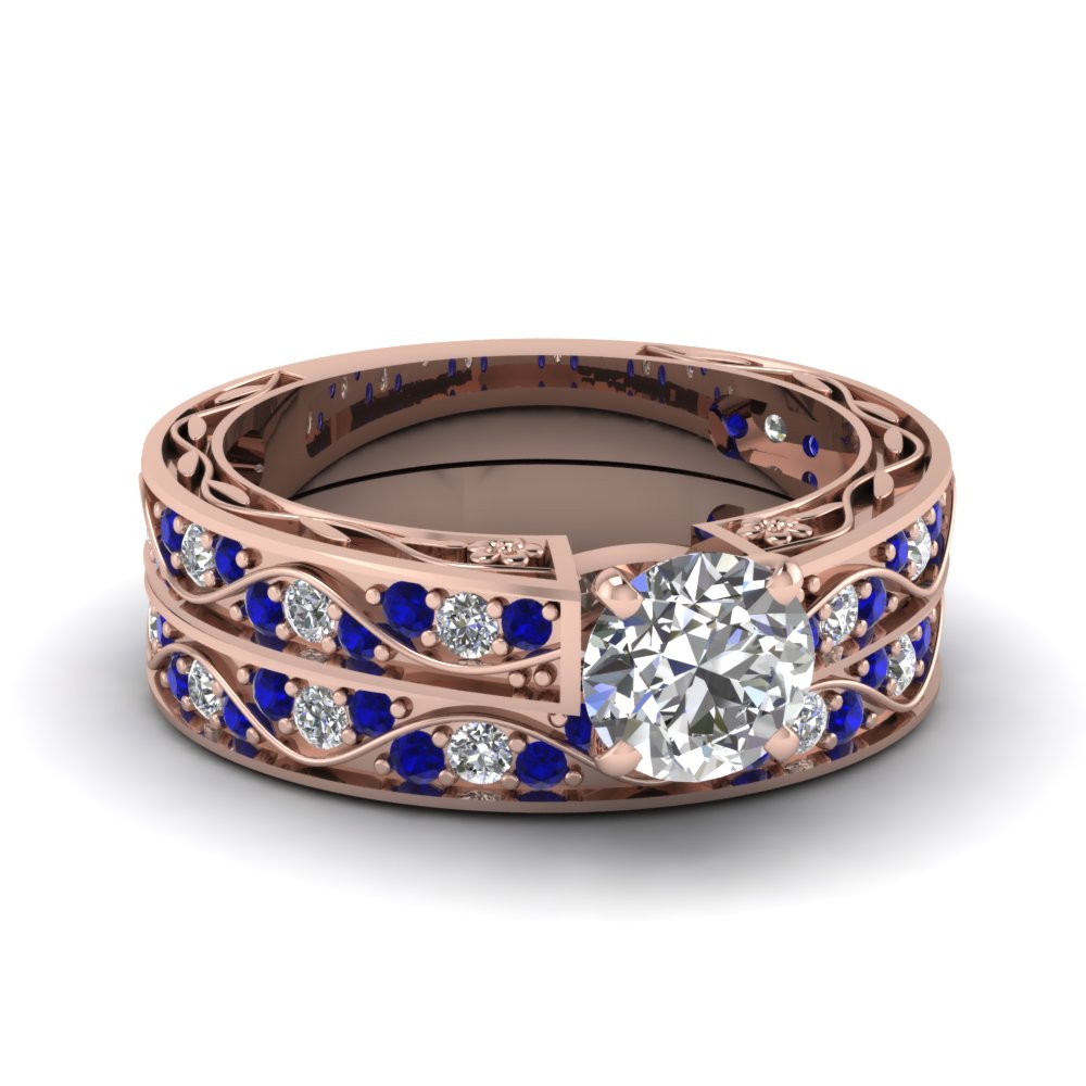 round-cut-antique-filigree-wedding-ring-set-with-sapphire-in-rose-gold-FDENS3543ROGSABL-NL-RG