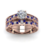 Load image into Gallery viewer, round-cut-antique-filigree-wedding-ring-set-with-sapphire-in-rose-gold-FDENS3543ROGSABLANGLE5-NL-RG
