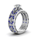 Load image into Gallery viewer, round-cut-antique-filigree-wedding-ring-set-with-sapphire-in-white-gold-FDENS3543ROGSABLANGLE2-NL-WG