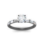 Load image into Gallery viewer, Round Cut Baguette Thin Band Engagement Ring
