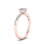 Load image into Gallery viewer, Round Cut Baguette Thin Band Engagement Ring
