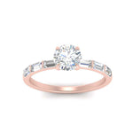 Load image into Gallery viewer, Round Cut Baguette Thin Band Engagement Ring
