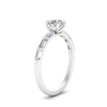 Load image into Gallery viewer, Round Cut Baguette Thin Band Engagement Ring
