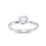 Load image into Gallery viewer, Round Cut Baguette Thin Band Engagement Ring
