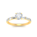Load image into Gallery viewer, Round Cut Baguette Thin Band Engagement Ring

