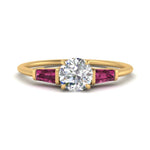 Load image into Gallery viewer, round-cut-bar-baguette-3-stone-pink-sapphire-engagement-ring-in-FDENS100RORGSADRPI-NL-YG