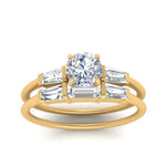 Load image into Gallery viewer, round-cut-bar-set-diamond-ring-with-matching-3-baguette-wedding-band-in-FDENS100RO-NL-YG

