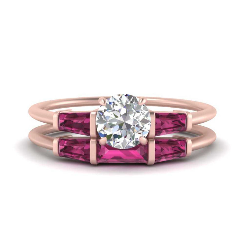 round-cut-bar-set-pink-sapphire-ring-with-matching-3-baguette-wedding-band-in-rose-gold-FDENS100ROGSADRPI-NL-RG