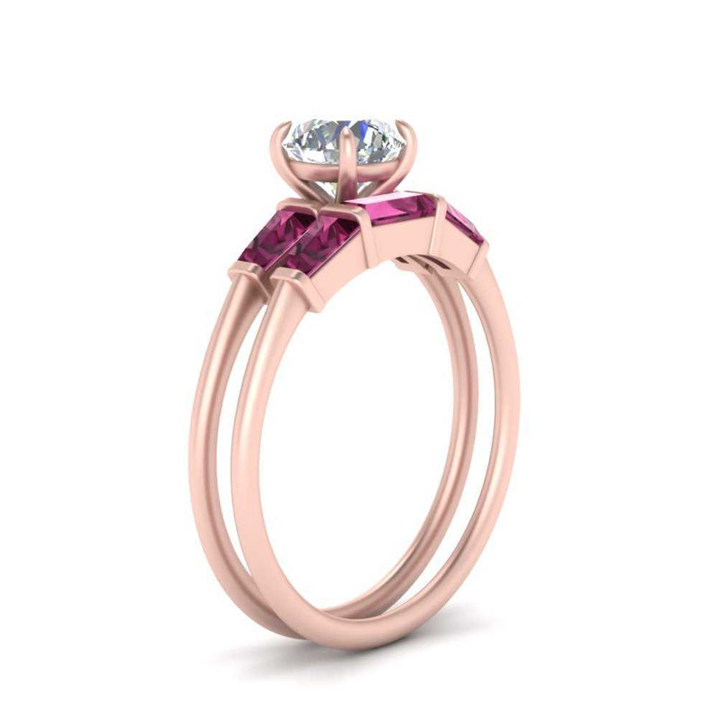 round-cut-bar-set-pink-sapphire-ring-with-matching-3-baguette-wedding-band-in-rose-gold-FDENS100ROGSADRPIANGLE2-NL-RG
