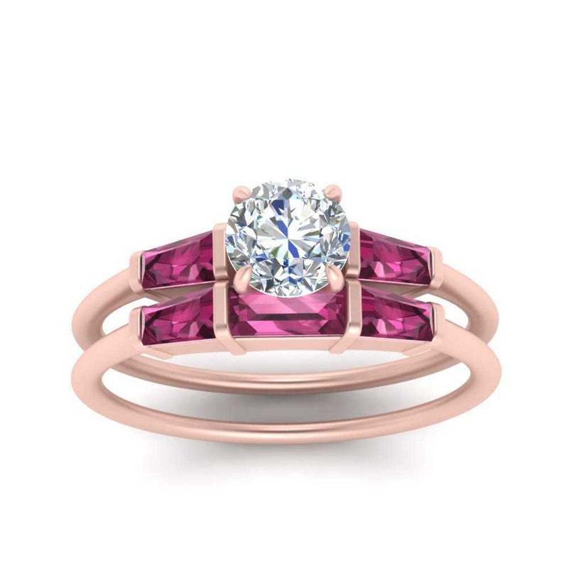round-cut-bar-set-pink-sapphire-ring-with-matching-3-baguette-wedding-band-in-rose-gold-FDENS100ROGSADRPIANGLE5-NL-RG