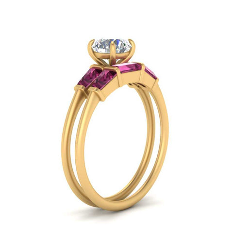 round-cut-bar-set-pink-sapphire-ring-with-matching-3-baguette-wedding-band-in-yellow-gold-FDENS100ROGSADRPIANGLE2-NL-YG