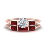 Load image into Gallery viewer, round-cut-bar-set-ruby-ring-with-matching-3-baguette-wedding-band-in-FDENS100ROGRUDR-NL-RG
