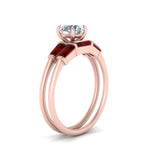 Load image into Gallery viewer, round-cut-bar-set-ruby-ring-with-matching-3-baguette-wedding-band-in-FDENS100ROGRUDR-NL-RG

