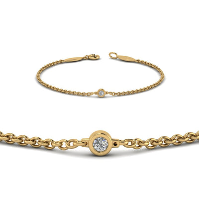 Bezel Set Round Cut Diamond Chain Bracelet
