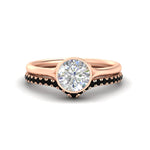 Load image into Gallery viewer, round-cut-bezel-solitaire-ring-with-black-diamond-band-in-rose-gold-FD11229ROGBLACK-NL-RG.jpg?v=1758702904