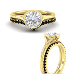 Load image into Gallery viewer, round-cut-bezel-solitaire-ring-with-black-diamond-band-in-yellow-gold-FD11229ROGBLACKANGLE3-NL-YG.jpg?v=1758702902