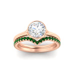 Load image into Gallery viewer, round-cut-bezel-solitaire-ring-with-emerald-band-in-rose-gold-FD11229ROGEMGRANGLE5-NL-RG.jpg?v=1758702901