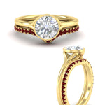 Load image into Gallery viewer, round-cut-bezel-solitaire-ring-with-ruby-band-in-yellow-gold-FD11229ROGRUDRANGLE3-NL-YG.jpg?v=1758702904
