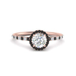Load image into Gallery viewer, round-cut-black-diamond-halo-petite-engagement-ring-in-rose-gold-FD8523RORGBLACKANGLE3-NL-RG