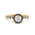 Load image into Gallery viewer, round-cut-black-diamond-halo-petite-engagement-ring-in-yellow-gold-FD8523RORGBLACKANGLE3-NL-YG

