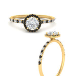 Load image into Gallery viewer, round-cut-black-diamond-halo-petite-engagement-ring-in-yellow-gold-FD8523RORGBLACKANGLE3-NL-YG

