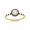Load image into Gallery viewer, round-cut-black-diamond-halo-petite-engagement-ring-in-yellow-gold-FD8523RORGBLACKANGLE3-NL-YG