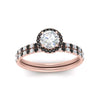 Load image into Gallery viewer, round-cut-black-diamond-halo-wedding-ring-set-in-rose-gold-FD8523ROGBLACK-NL-RG