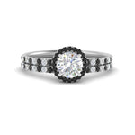 Load image into Gallery viewer, round-cut-black-diamond-halo-wedding-ring-set-in-white-gold-FD8523ROGBLACK-NL-WG
