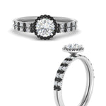 Load image into Gallery viewer, round-cut-black-diamond-halo-wedding-ring-set-in-white-gold-FD8523ROGBLACK-NL-WG
