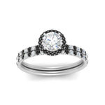 Load image into Gallery viewer, round-cut-black-diamond-halo-wedding-ring-set-in-white-gold-FD8523ROGBLACK-NL-WG
