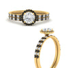 Load image into Gallery viewer, round-cut-black-diamond-halo-wedding-ring-set-in-yellow-gold-FD8523ROGBLACK-NL-YG