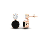 Load image into Gallery viewer, round-cut-black-diamond-stud-earrings-with-drop-design-in-rose-gold-fdear11550rogblackangle3-nl-rg.jpg?v=1769066477
